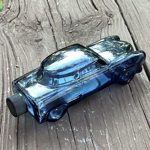Vintage 1955 Chevy Bel Air Car Blue Glass Avon After Shave Decanter Bottle - Picture 4 of 5